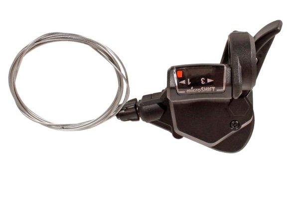 Шифтер/манетка левый Microshift TS38-3L 3-х скор. с тросом 1800 мм, арт. 590108